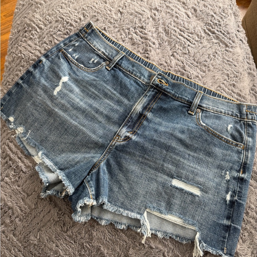 Aerie Blue Distressed Jean Shorts